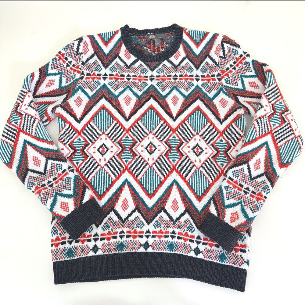 Vintage Asos Knit Retro Tribal Grandpa Chic Sweater Sz Medium Tall Unisex